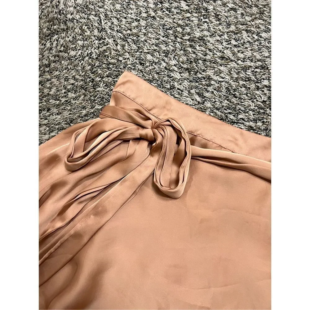 Free people silk skirt brown orange size large women’s bow copper flowy D97 - Picture 3 of 7